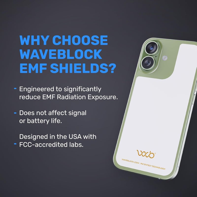 WAVEBLOCK EMF Blocker for Cell Phone - Made for iPhone 17 - The Only Patented, Real Scientifically Backed, Lab-Tested 5G-Shield Sticker to Protect You & Your Loved Ones - USA Made White - Image 3